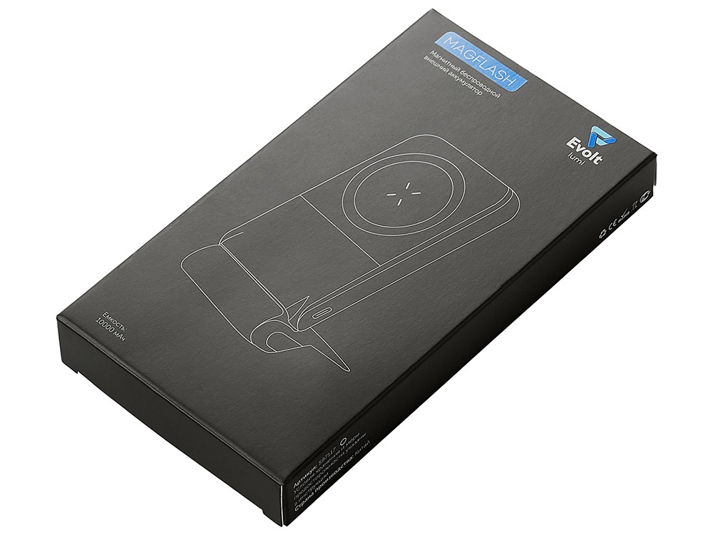 Беспроводной внешний аккумулятор с подсветкой лого и подставкой Magflash, 10000 мАч, 15 Вт