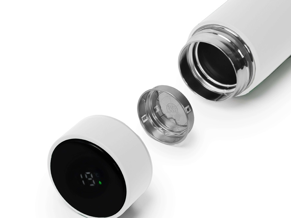 Термос FAMILY MARK LED, индикатор, soft touch