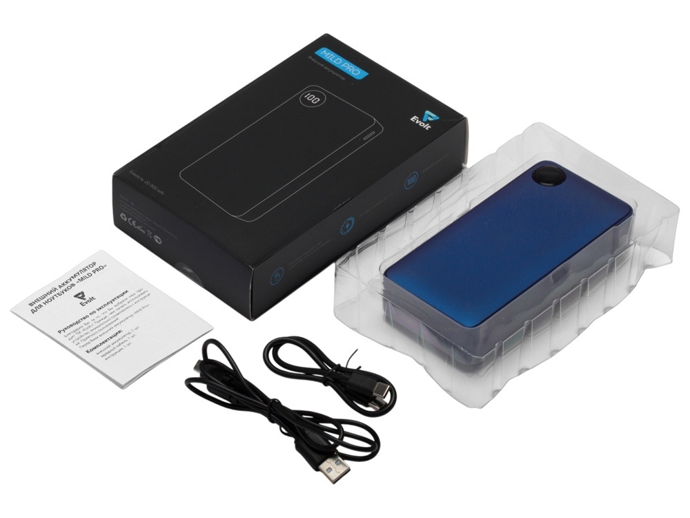 Внешний аккумулятор Mild Pro c быстрой зарядкой QC/PD, металлик soft-touch, 20 000 mAh