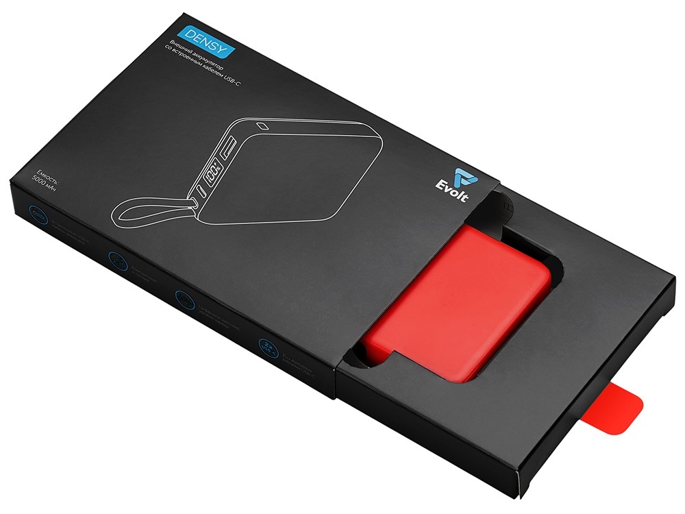 Внешний аккумулятор со встроенным кабелем USB-C Дэнси, 5000 мАч